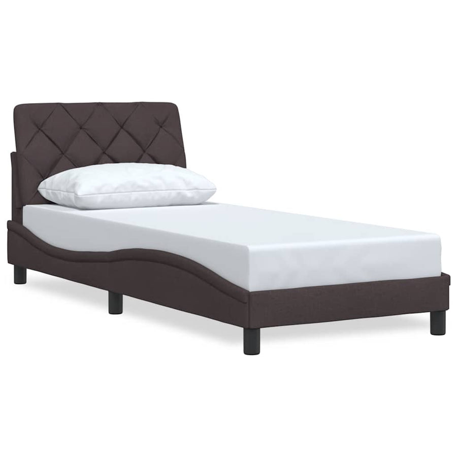 Bedframe Zonder Matras Stof 90 x 190 cm Donkerbruin
