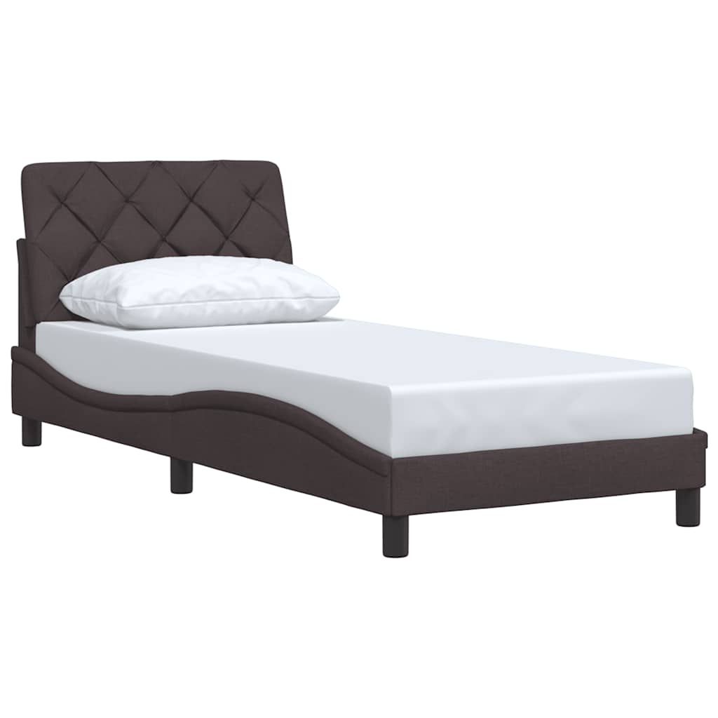 Bedframe Zonder Matras Stof 90 x 190 cm Donkerbruin