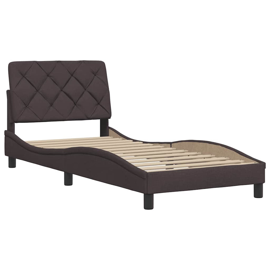 Bedframe Zonder Matras Stof 90 x 190 cm Donkerbruin