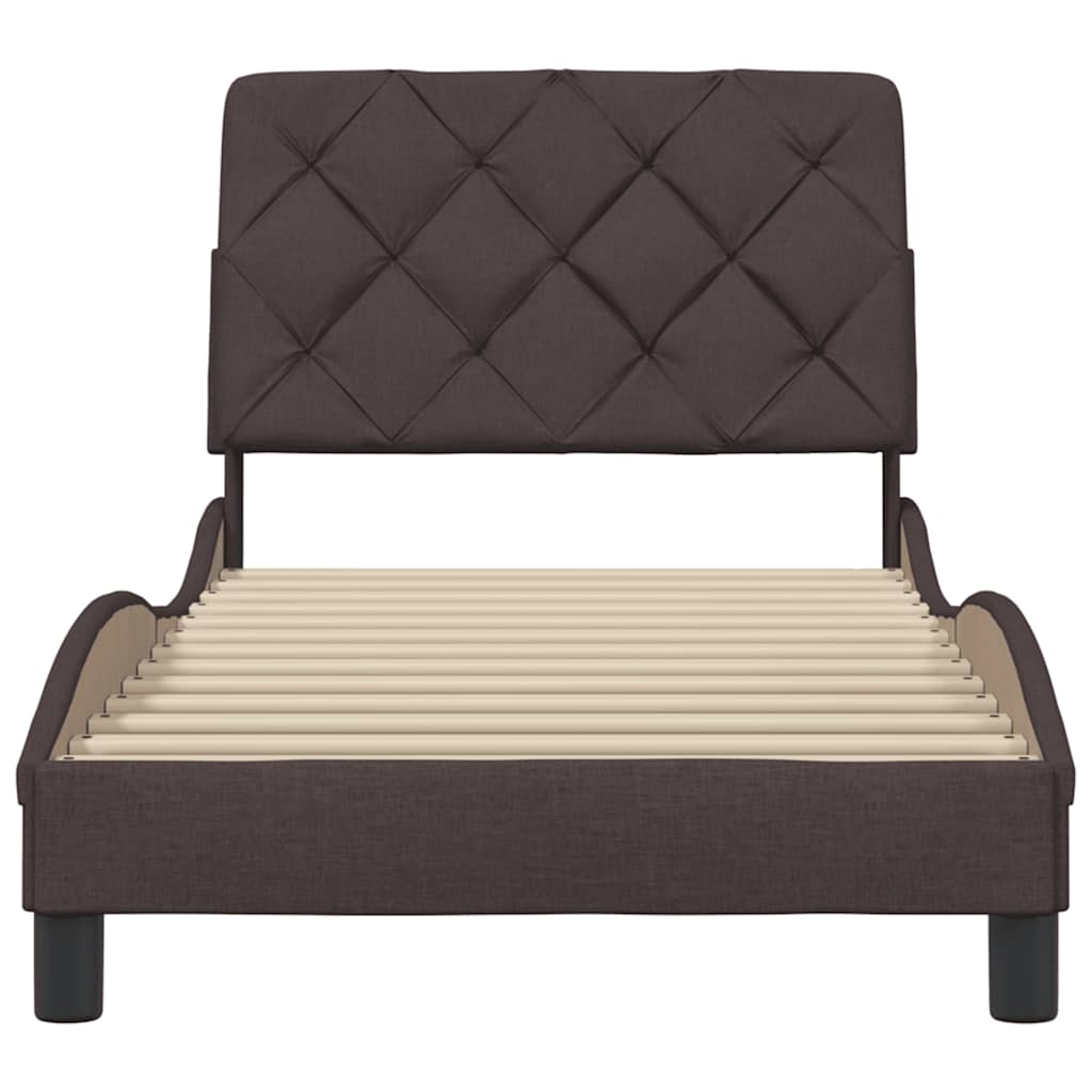 Bedframe Zonder Matras Stof 90 x 190 cm Donkerbruin