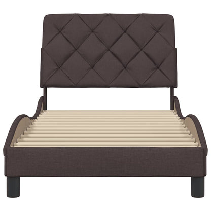 Bedframe Zonder Matras Stof 90 x 190 cm Donkerbruin