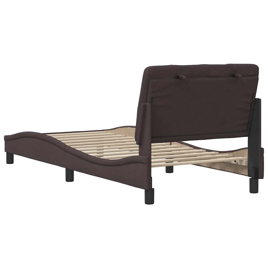 Bedframe Zonder Matras Stof 90 x 190 cm Donkerbruin