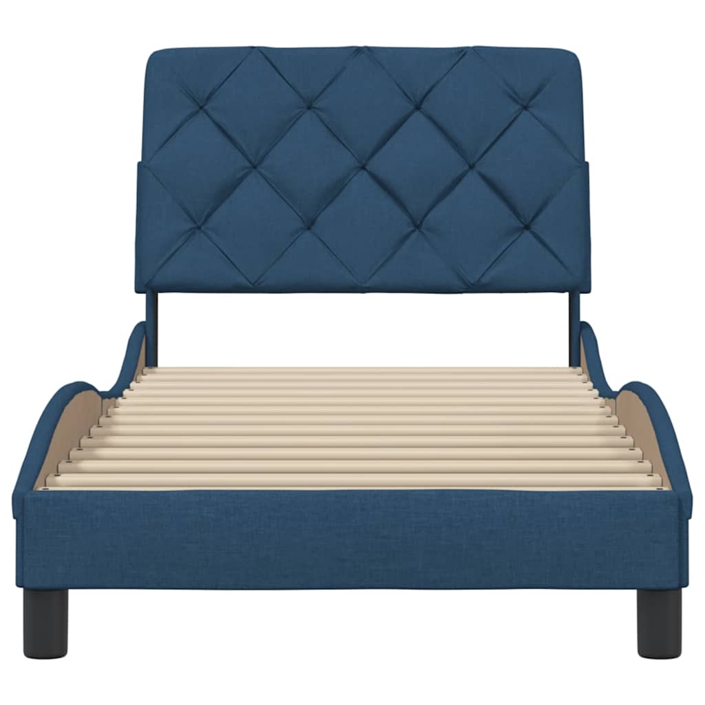 Bedframe zonder matras 90x190 cm stof blauw