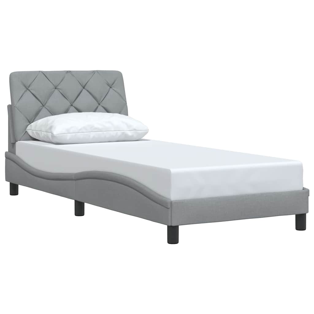 Bedframe zonder matras 90x200 cm stof lichtgrijs