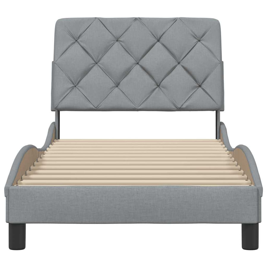 Bedframe zonder matras 90x200 cm stof lichtgrijs