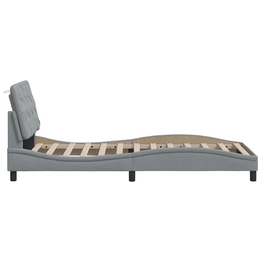 Bedframe zonder matras 90x200 cm stof lichtgrijs