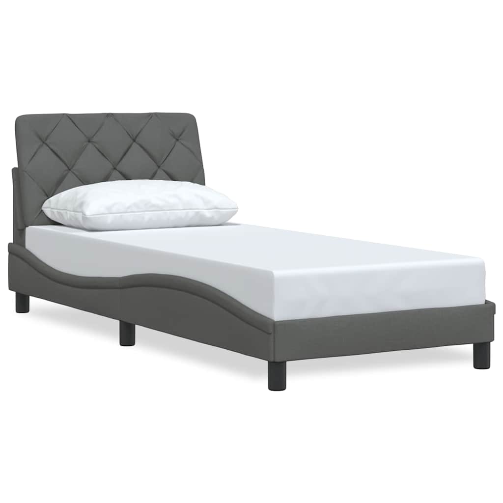 Bedframe zonder matras 90x200 cm stof donkergrijs