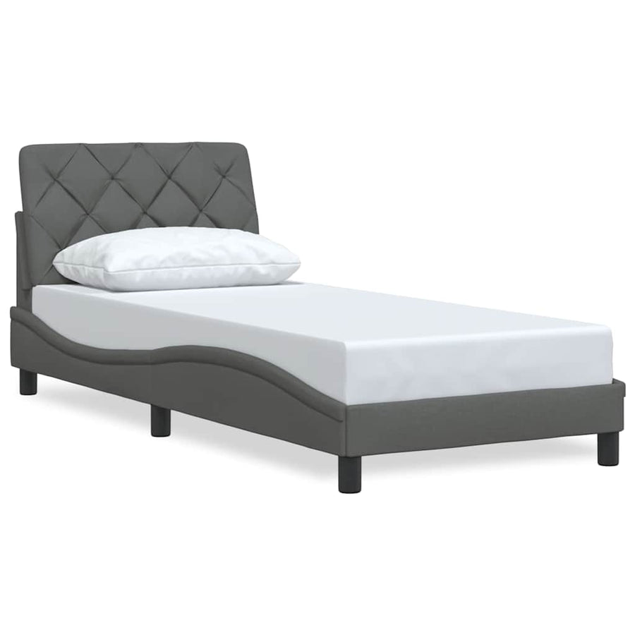 Bedframe zonder matras 90x200 cm stof donkergrijs