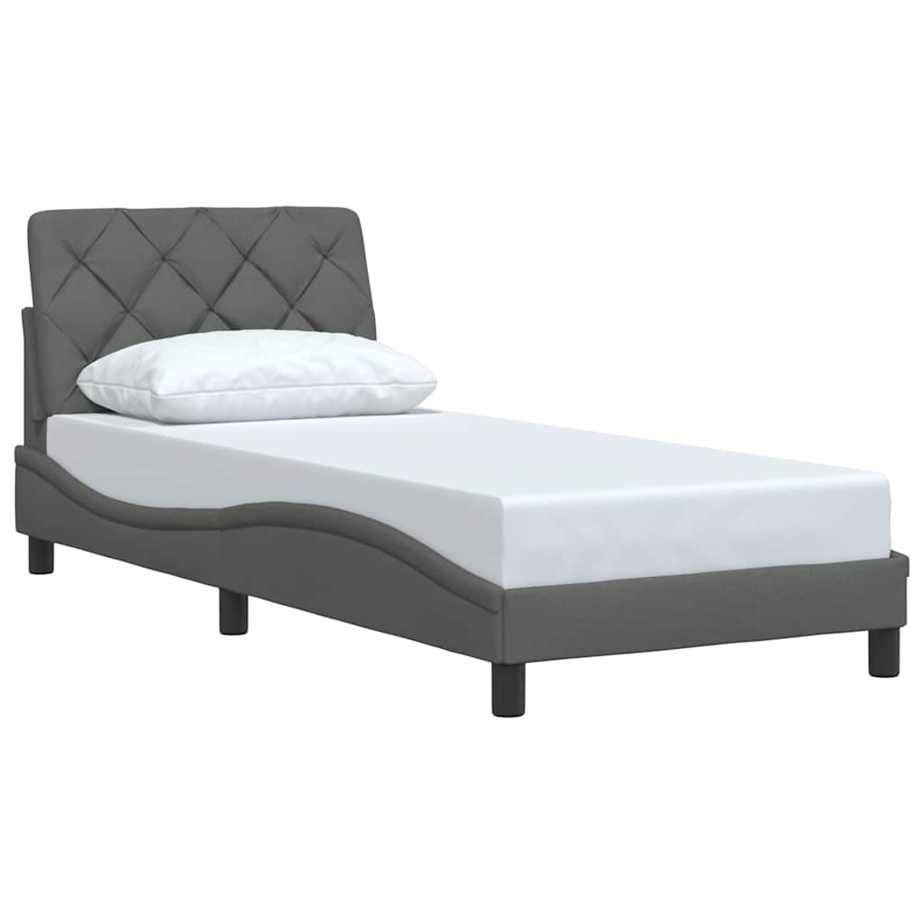 Bedframe zonder matras 90x200 cm stof donkergrijs