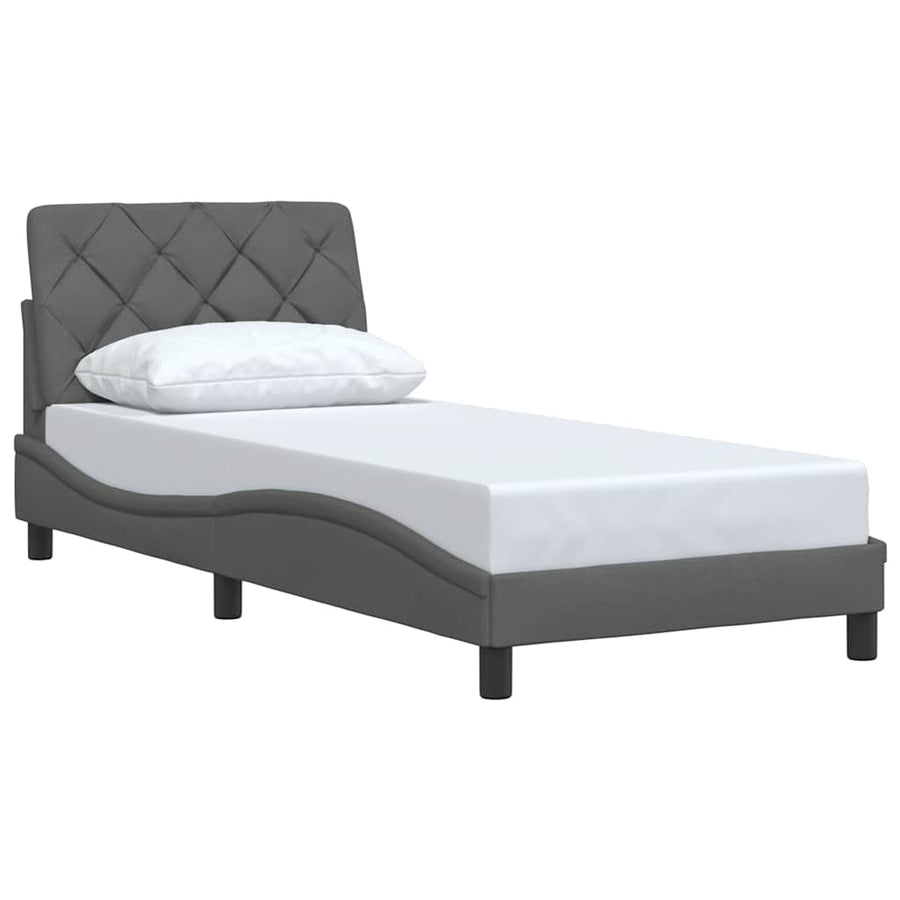 Bedframe zonder matras 90x200 cm stof donkergrijs