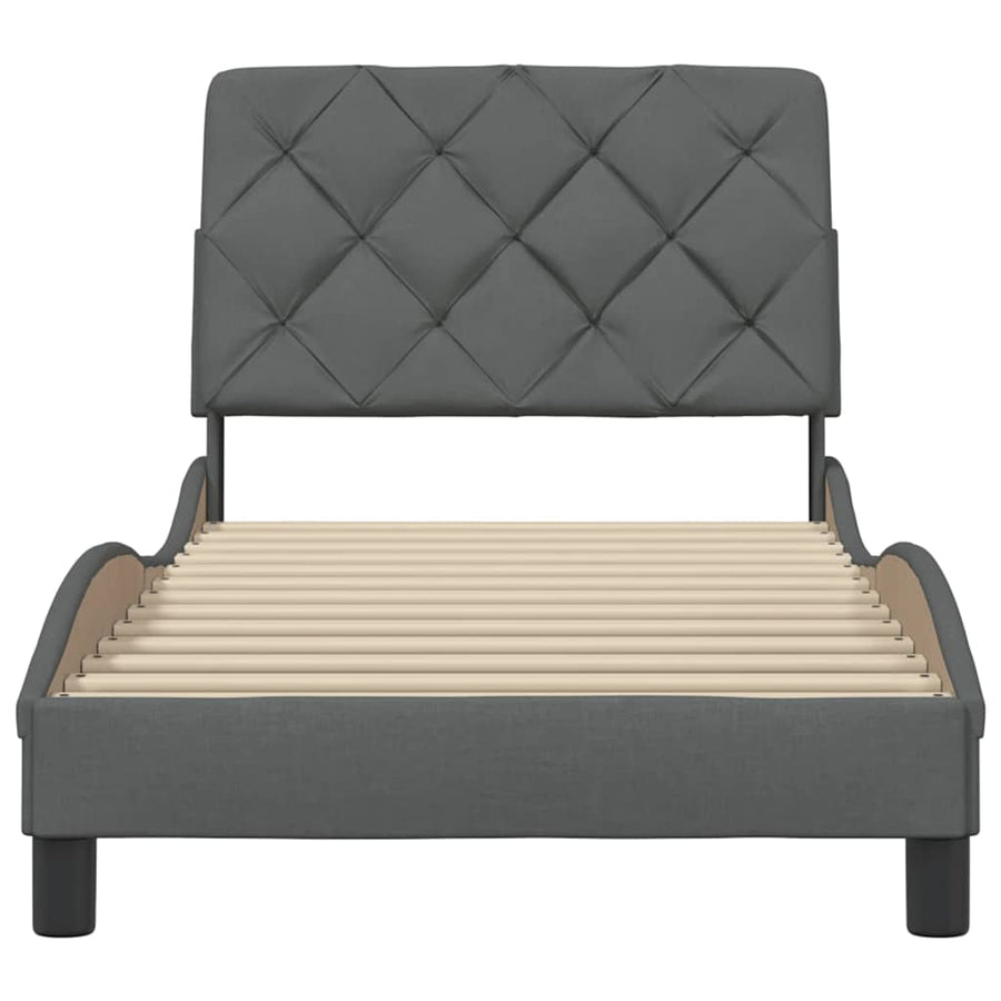 Bedframe zonder matras 90x200 cm stof donkergrijs