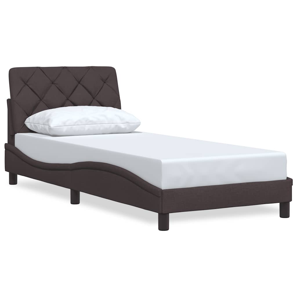 Bedframe zonder matras 90x200 cm stof donkerbruin