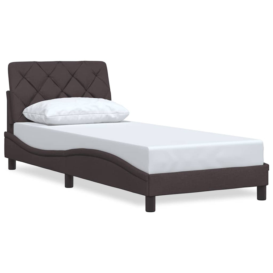 Bedframe zonder matras 90x200 cm stof donkerbruin