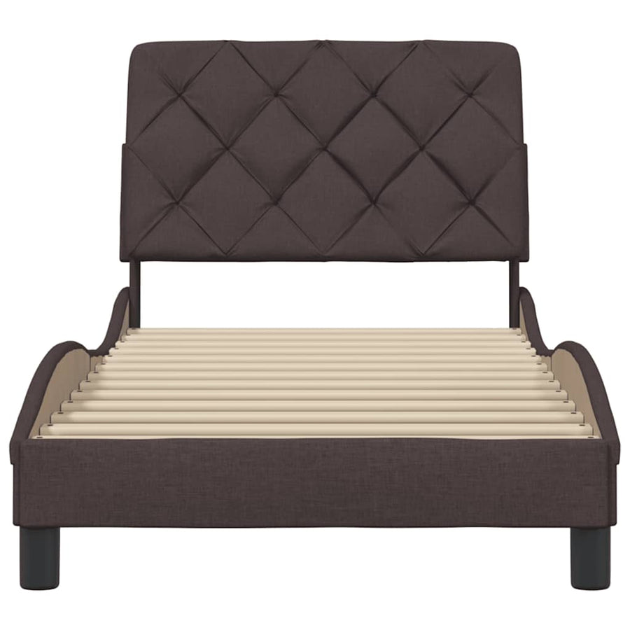 Bedframe zonder matras 90x200 cm stof donkerbruin