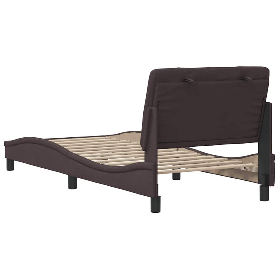 Bedframe zonder matras 90x200 cm stof donkerbruin