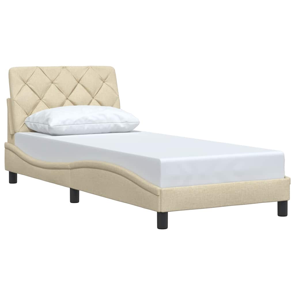 Bedframe zonder matras 90x200 cm stof crèmekleurig