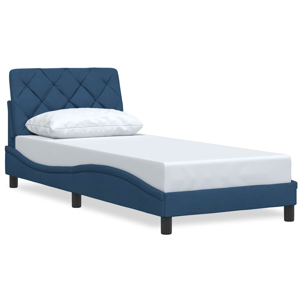 Bedframe zonder matras 90x200 cm stof blauw