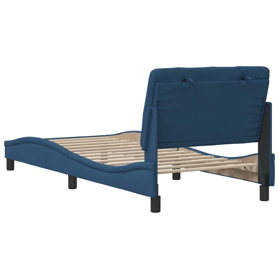 Bedframe zonder matras 90x200 cm stof blauw