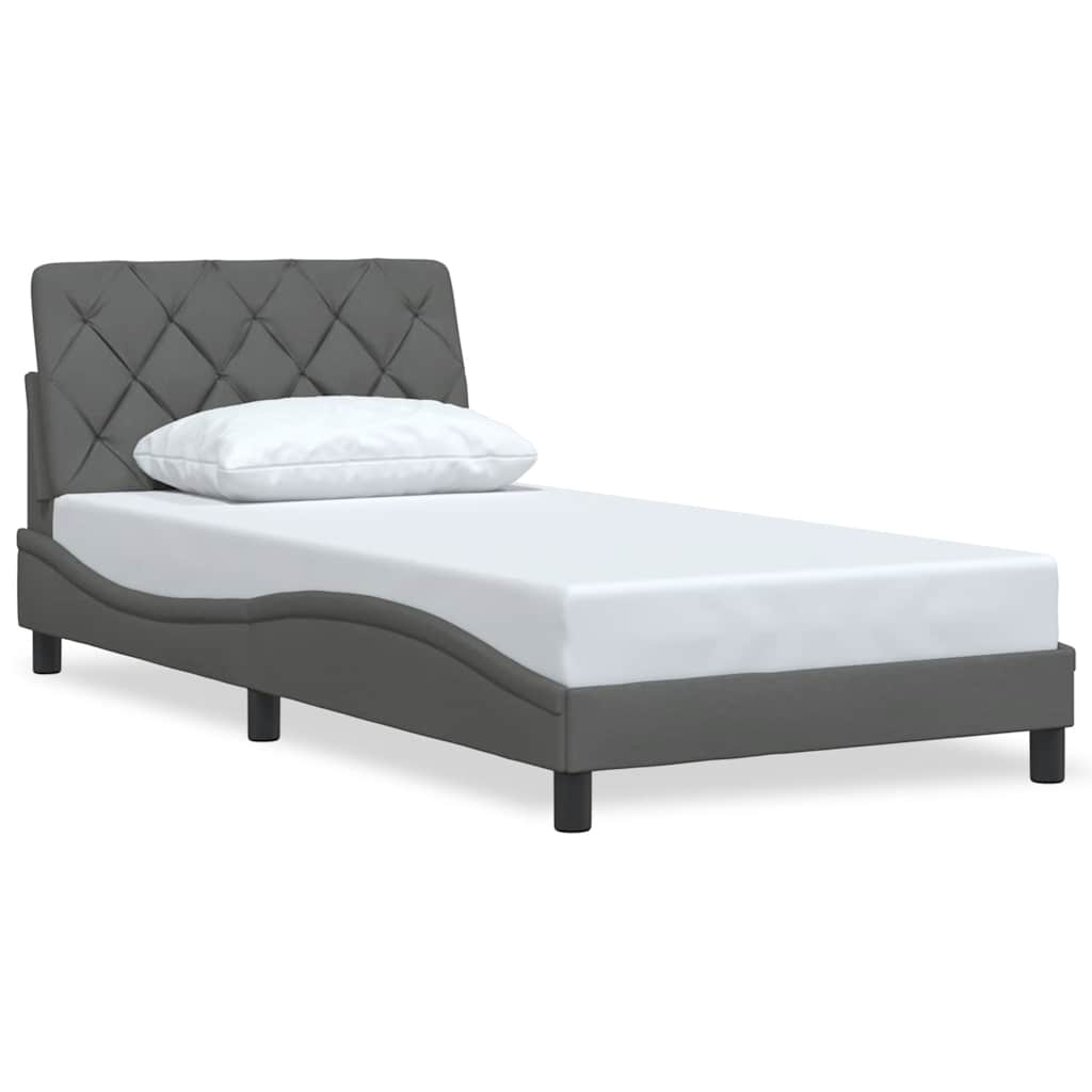 Bedframe zonder matras 100x200 cm stof donkergrijs