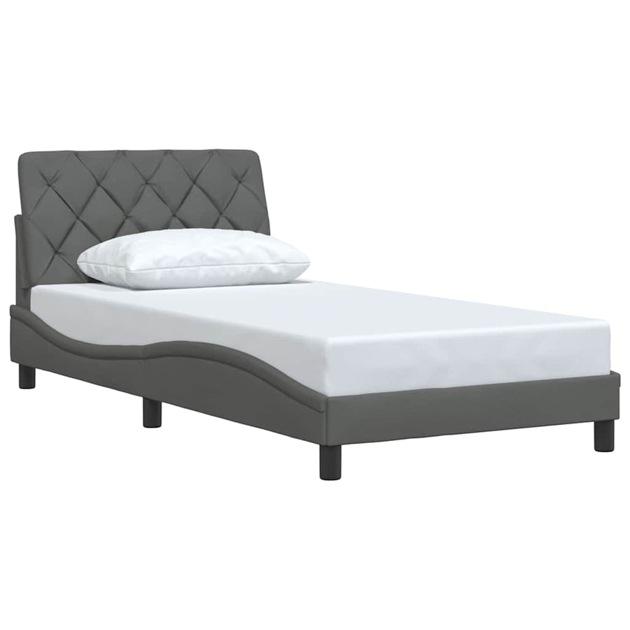 Bedframe zonder matras 100x200 cm stof donkergrijs