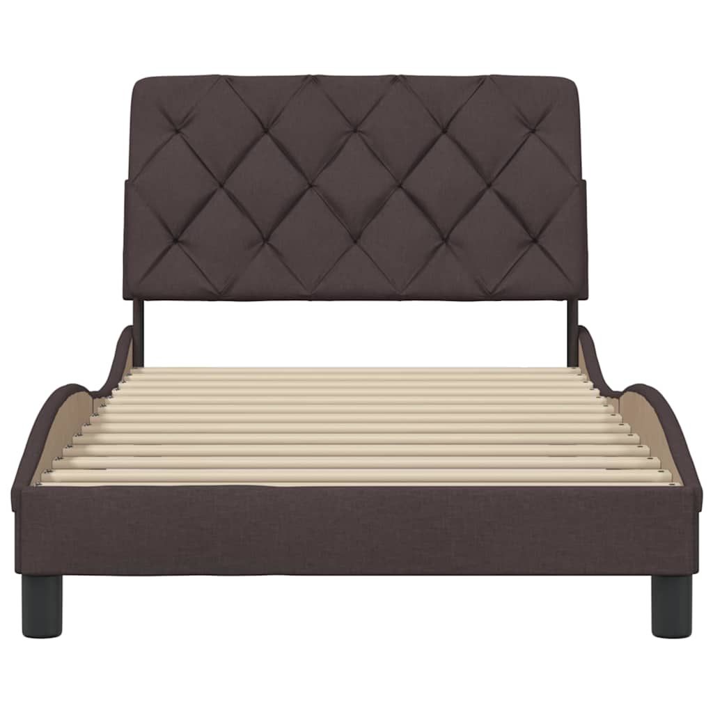 Bedframe zonder matras 100x200 cm stof donkerbruin