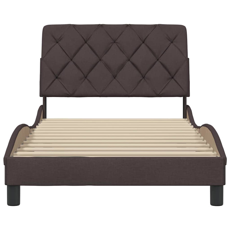 Bedframe zonder matras 100x200 cm stof donkerbruin