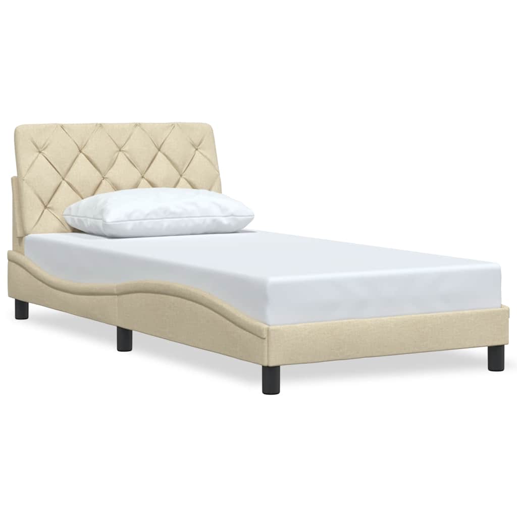 Bedframe zonder matras 100x200 cm stof crèmekleurig