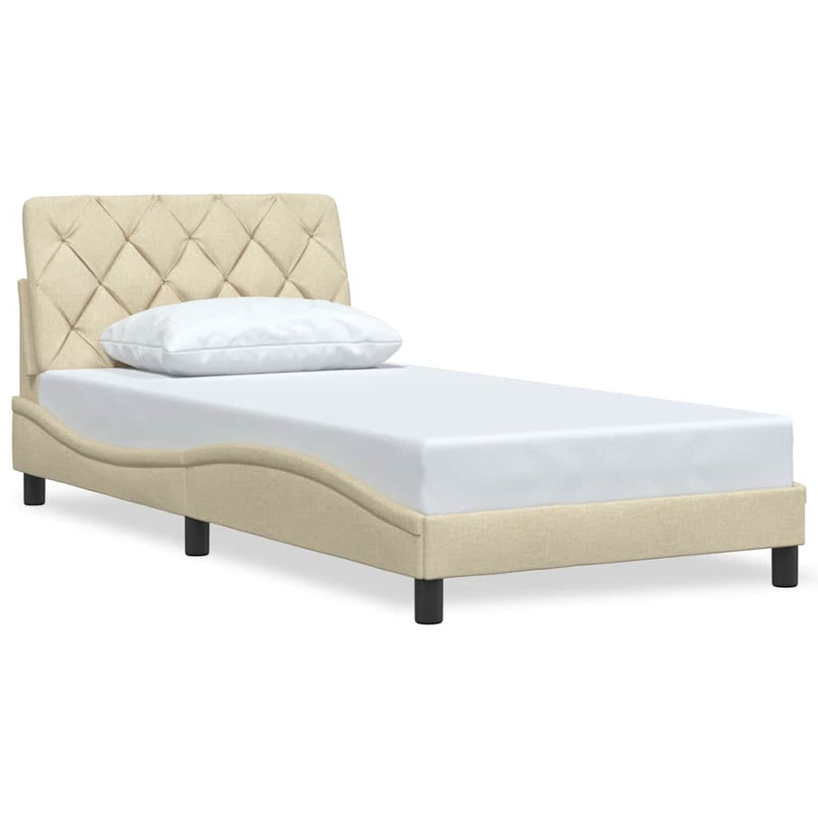 Bedframe zonder matras 100x200 cm stof crèmekleurig