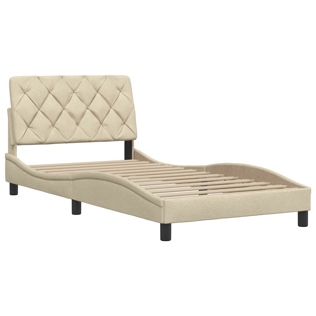 Bedframe zonder matras 100x200 cm stof crèmekleurig