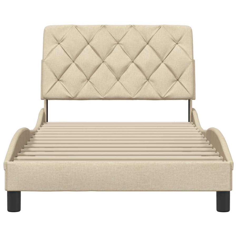 Bedframe zonder matras 100x200 cm stof crèmekleurig
