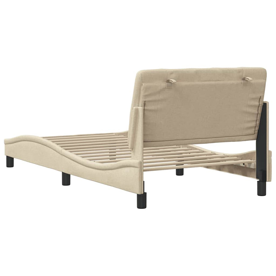 Bedframe zonder matras 100x200 cm stof crèmekleurig