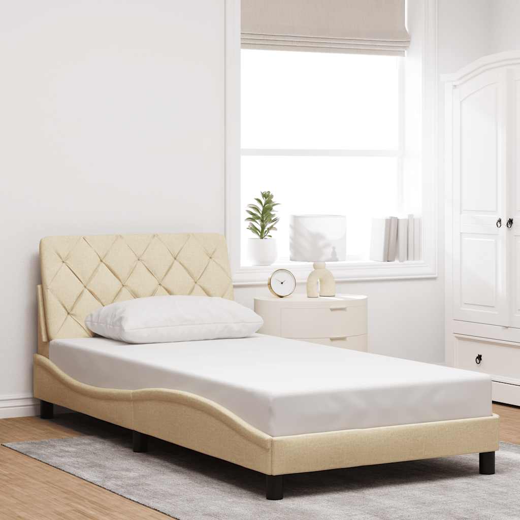 Bedframe zonder matras 100x200 cm stof crèmekleurig