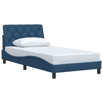 Bedframe zonder matras 100x200 cm stof blauw