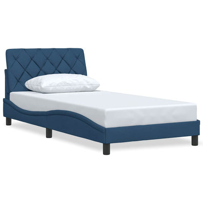 Bedframe zonder matras 100x200 cm stof blauw