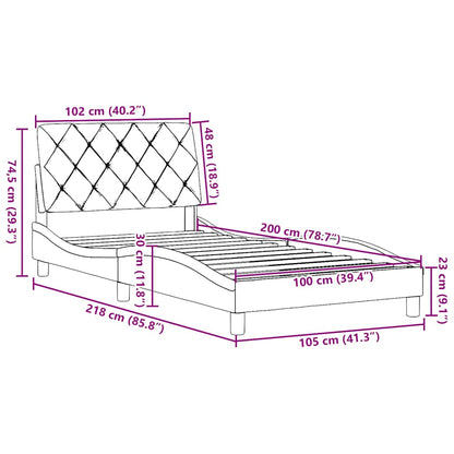 Bedframe zonder matras 100x200 cm stof blauw