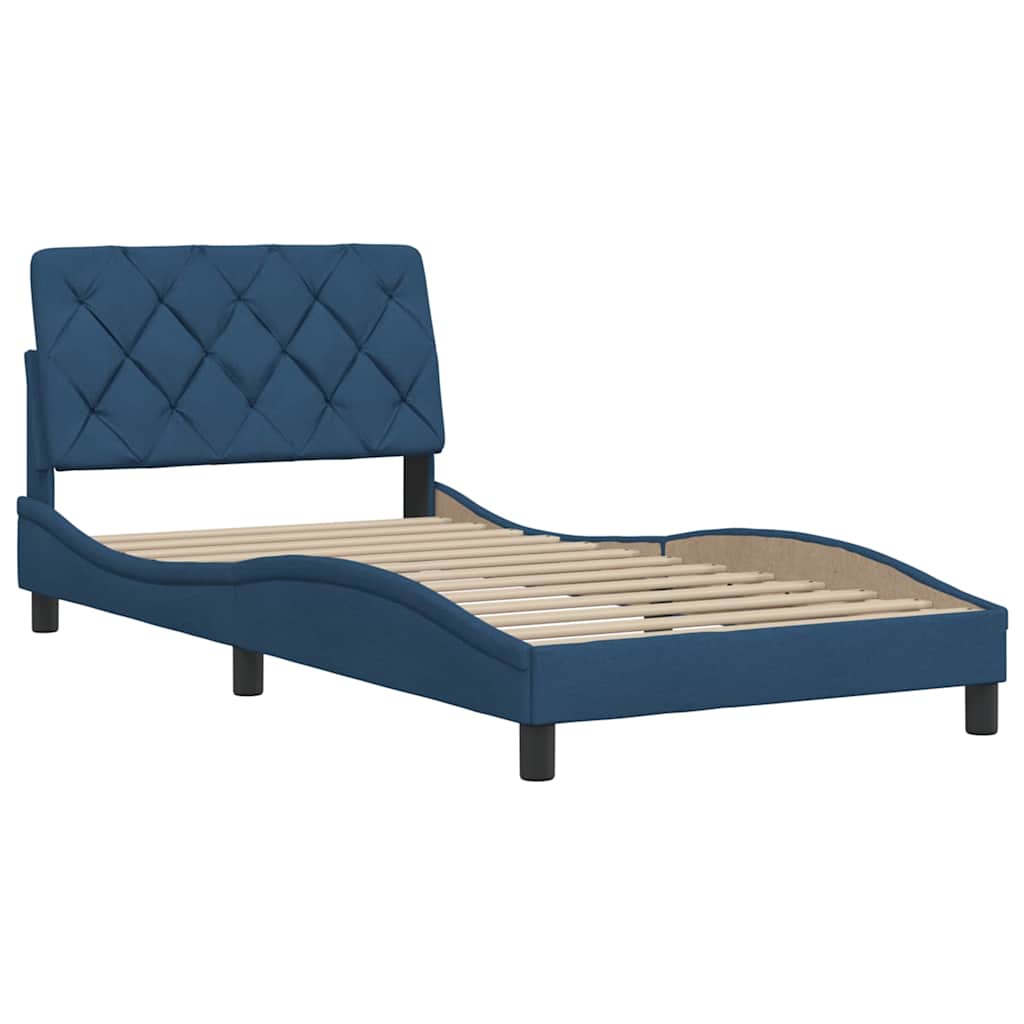 Bedframe zonder matras 100x200 cm stof blauw