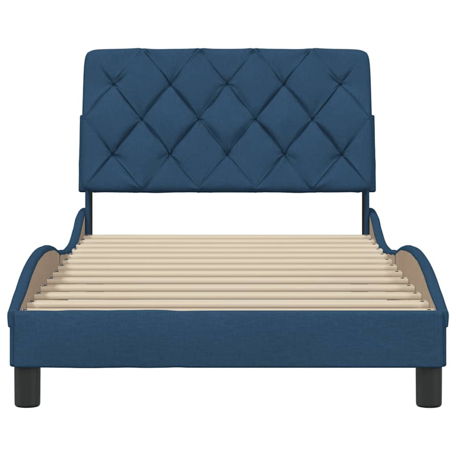 Bedframe zonder matras 100x200 cm stof blauw