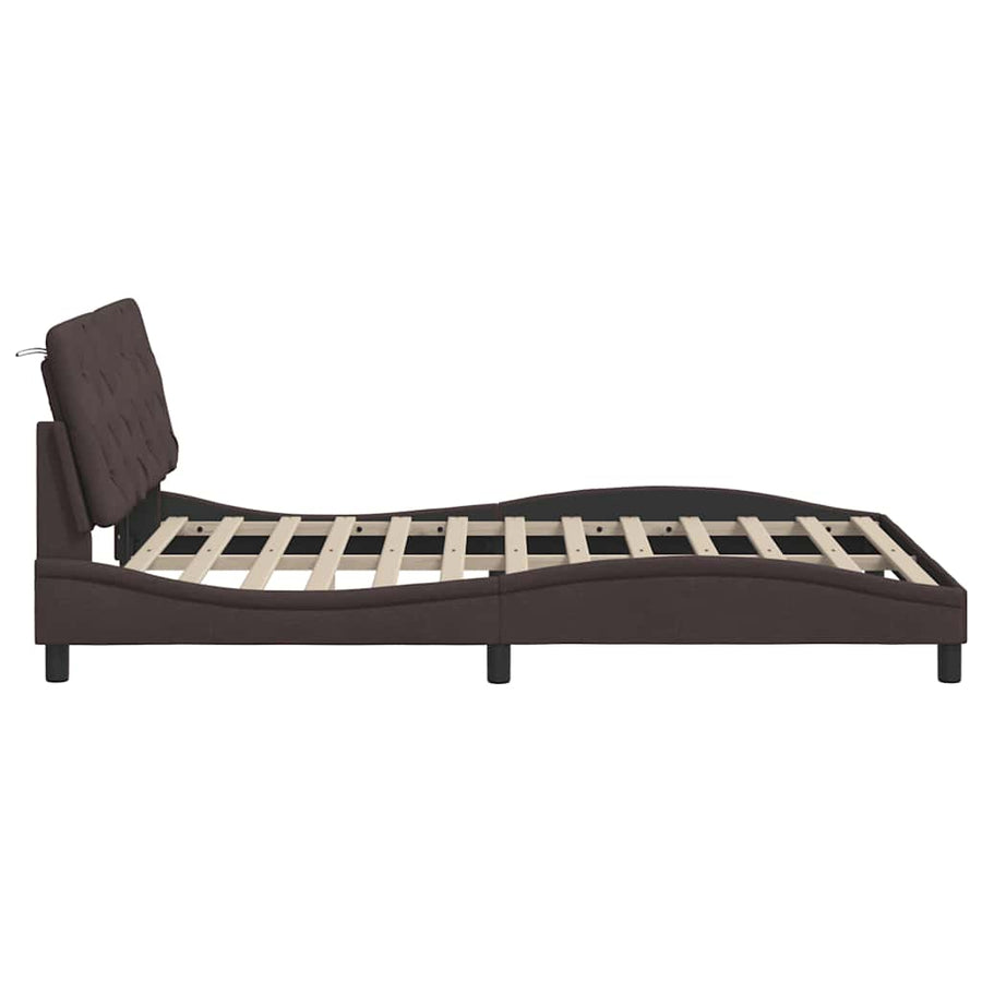 Bedframe zonder matras stof donkerbruin 140x190 cm