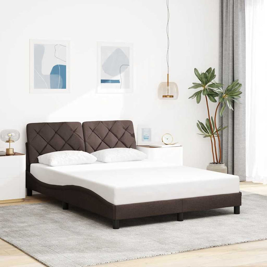 Bedframe zonder matras stof donkerbruin 140x190 cm