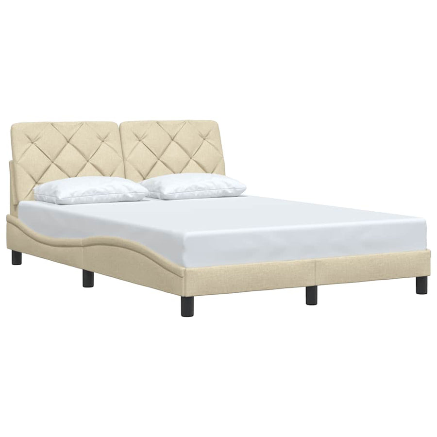 Bedframe zonder matras stof crèmekleurig 140x190 cm