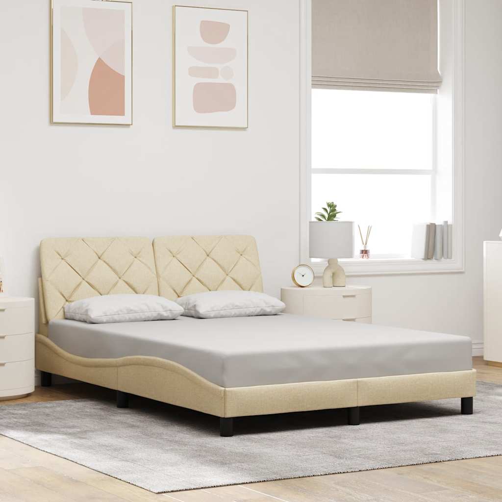 Bedframe zonder matras stof crèmekleurig 140x190 cm