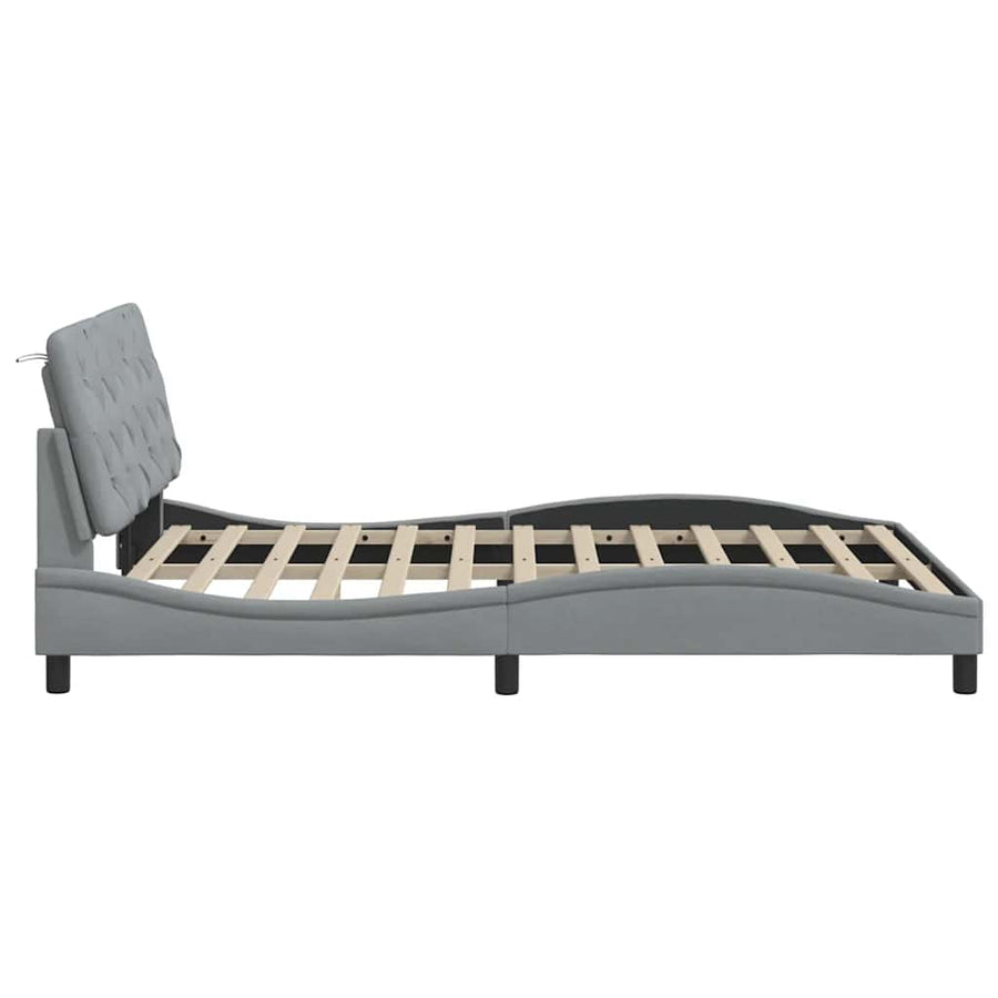 Bedframe zonder matras stof lichtgrijs 140x200 cm