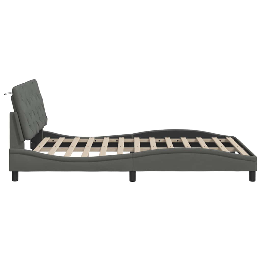 Bedframe zonder matras stof donkergrijs 140x200 cm