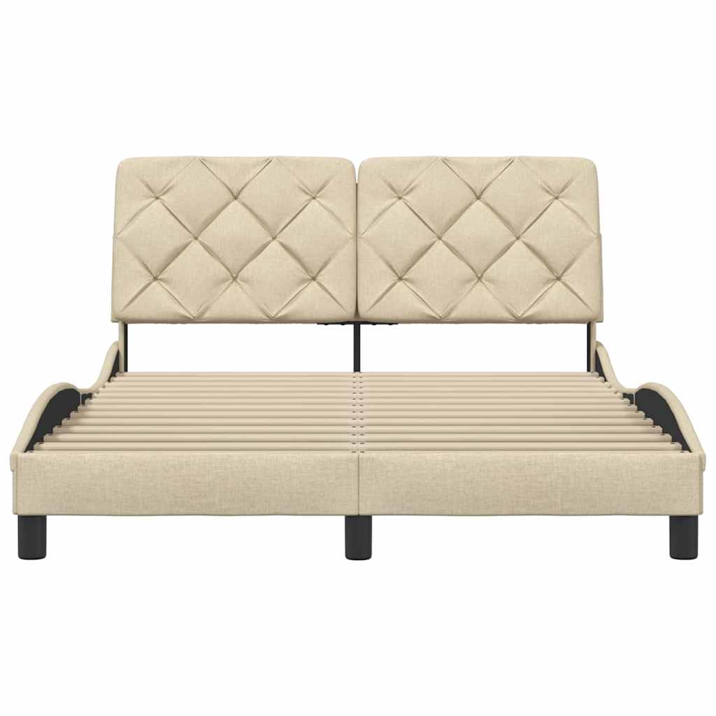 Bedframe zonder matras stof crèmekleurig 140x200 cm