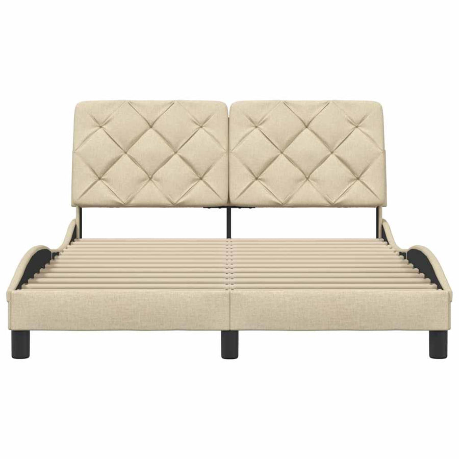 Bedframe zonder matras stof crèmekleurig 140x200 cm