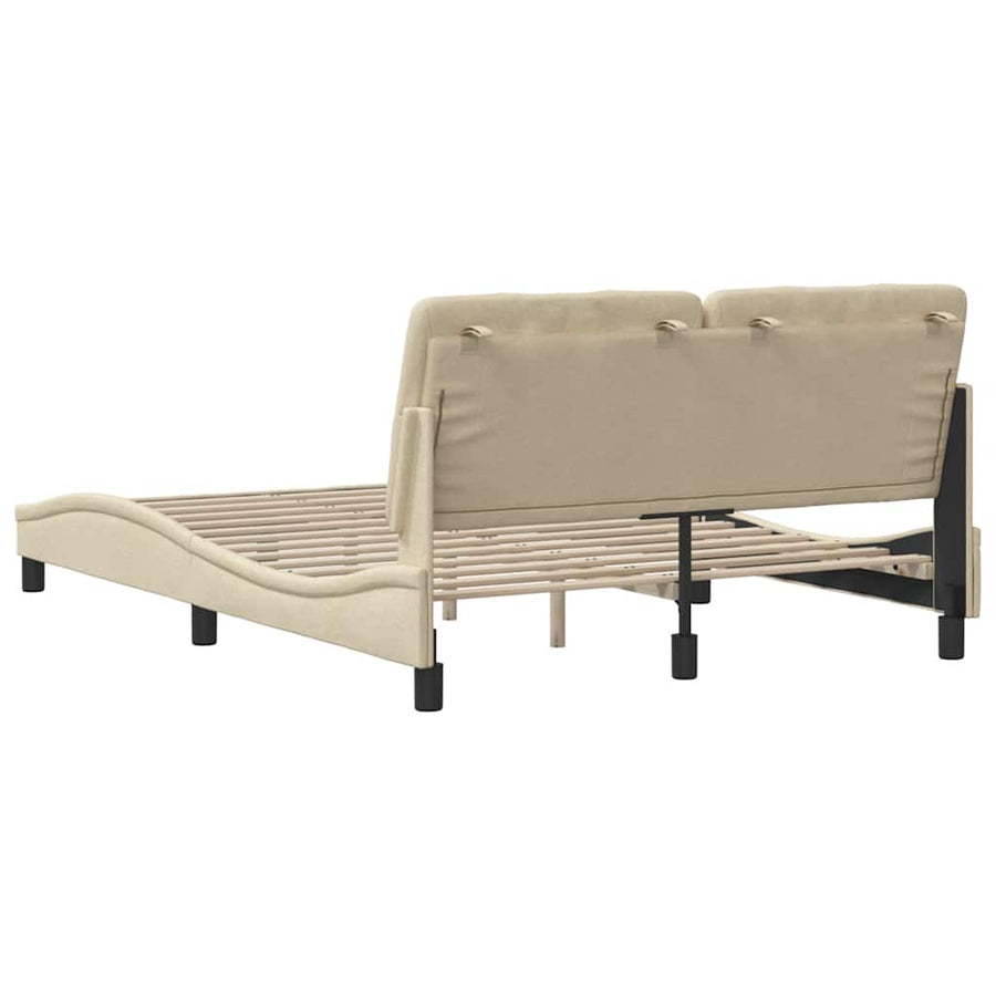 Bedframe zonder matras stof crèmekleurig 140x200 cm