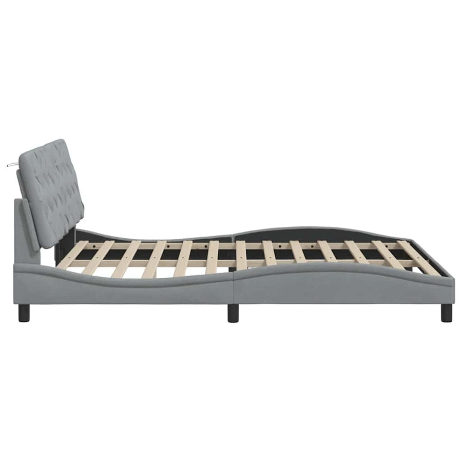 Bedframe zonder matras stof lichtgrijs 160x200 cm