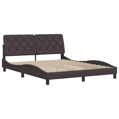 Bedframe zonder matras stof donkerbruin 160x200 cm
