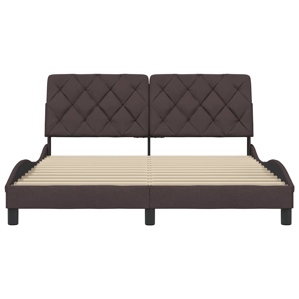 Bedframe zonder matras stof donkerbruin 160x200 cm