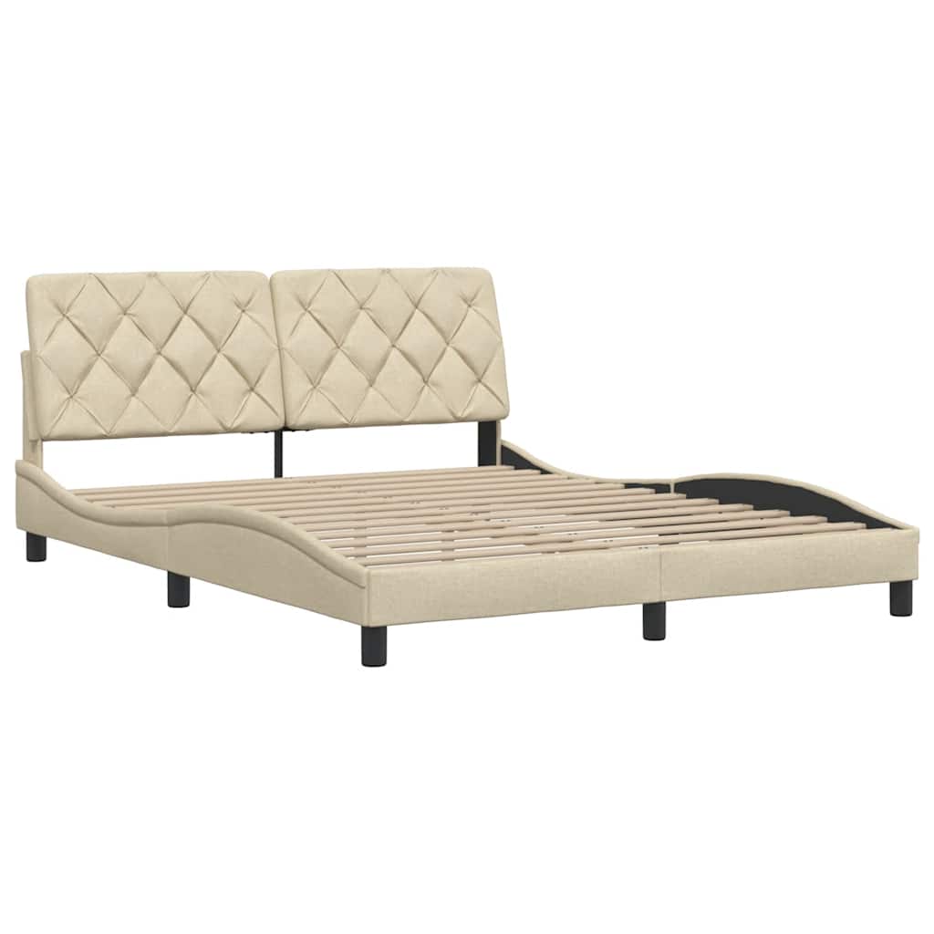 Bedframe zonder matras stof crèmekleurig 160x200 cm